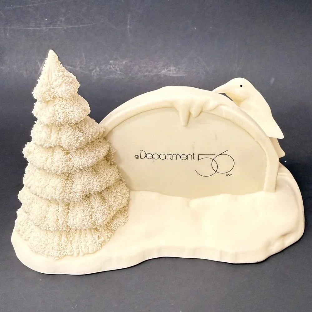 Department 56 Snowbabies Penguin and Tree Bisque Porcelain Figurine with Box